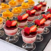 Avdolw Disposable Plastic Ice Cream Dessert Cup, Transparent Striped Goblet for Mousse, Pudding, Jelly - 25 Pack